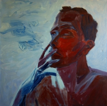 Małgorzata Kaczmarska, Palacz, olej na płótnie, 100x100 cm, 2012